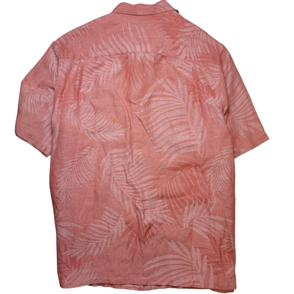 Island Republic Linen Silk Coral Short Sleeve Button Down Shirt - Picture 4 of 7